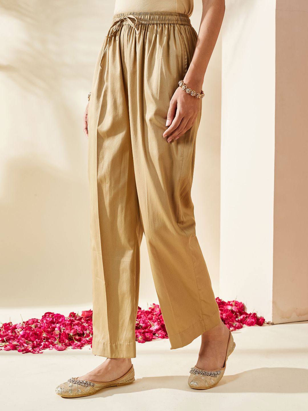 Everyday Gold Pants With Elasticated Waist