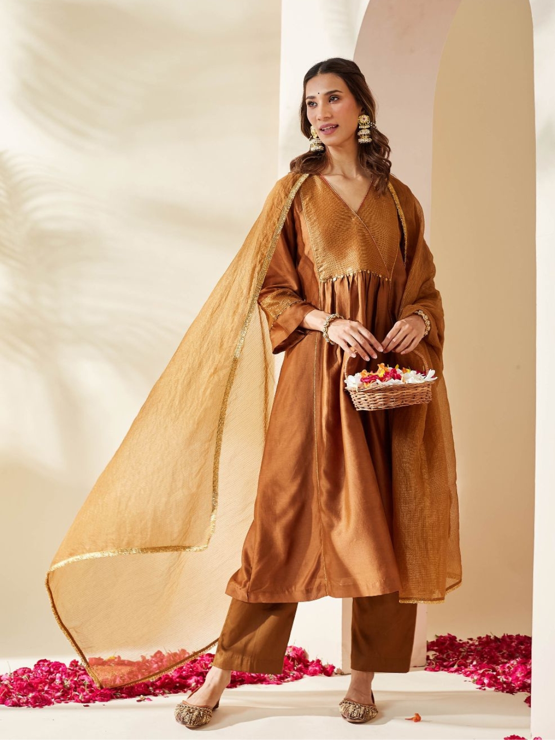 Brown Kota Tissue Dupatta