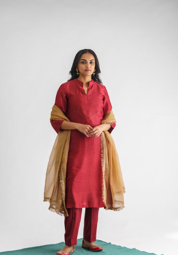 Sindoori Kurta with Pant and Dupatta (Set of 3)