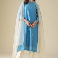 Off White Organza Dupatta With Scallop Edging