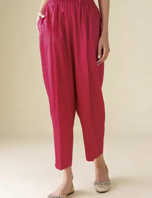 Pink Cotton Silk Pant