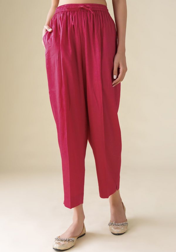 Pink Cotton Silk Pant