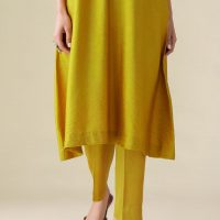 Yellow Cotton Silk Pant