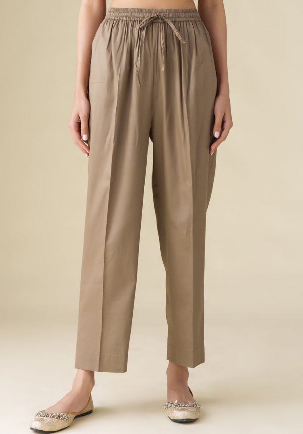 Brown Cotton Silk Pant