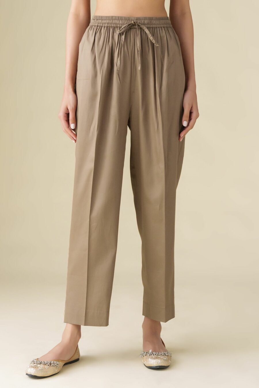 Brown Cotton Silk Pant
