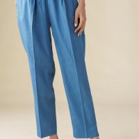 Blue Cotton Silk Pant