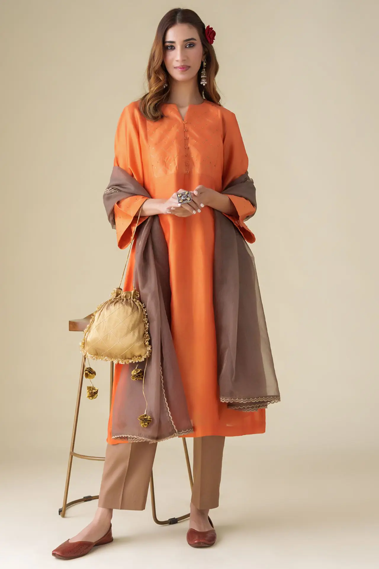 Pants And Dupatta(Set Of 4)