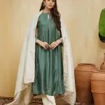 Green Floral Embroidered Chanderi Nadia Kurta Set (Set Of 3)