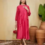Pink Hand Embellished Chanderi Aisha Dress