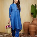 Blue Hand Embellished Cotton Stripe Zayna Co-ord Set (Set Of 2)