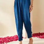 Dark Blue Pants With Elasticated Waist