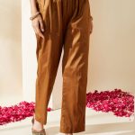 Bright Brown Pants With Elasticated Waist
