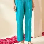 Turquoise Pants With Elasticated Waist