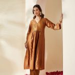 Brown Hand Embellished Chanderi Zohra Kurta