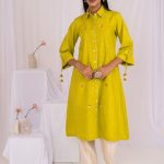 Lemon Green Linen Hand Embroidered Kurta Coord Set (Set of 2)