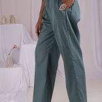 Teal Cotton Silk Elasticated Waist Pant