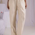 Off White Cotton Silk Elasticated Waist Pant