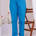 Blue Cotton Silk Elasticated Waist Pant