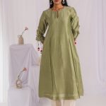 Sage Green A-line Hand Embellished Kurta