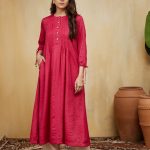 Pink Hand Embellished Cotton Stripe Rashida Kurta